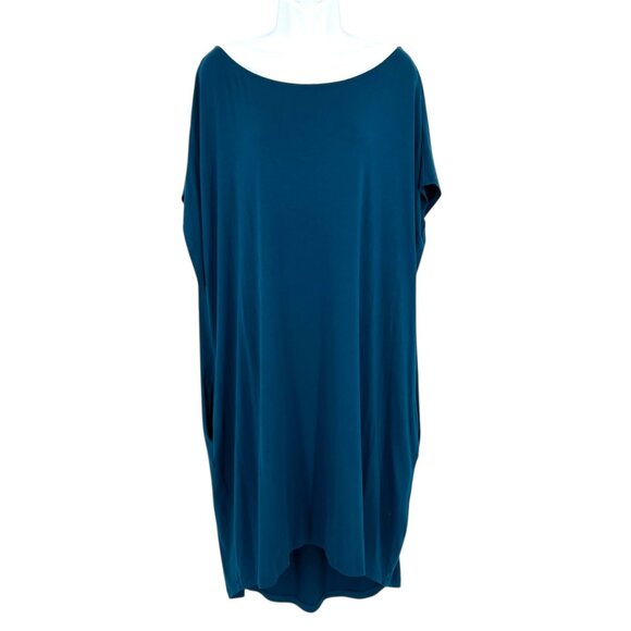 Universal Standard Wide Neck Short Sleeve Knee Length Dress Blue Size Large - Picture 1 of 12